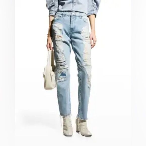 FRAME Le Slouch Low Rise, Straight Destructed Denim - NWT - size 30 - Picture 2 of 16